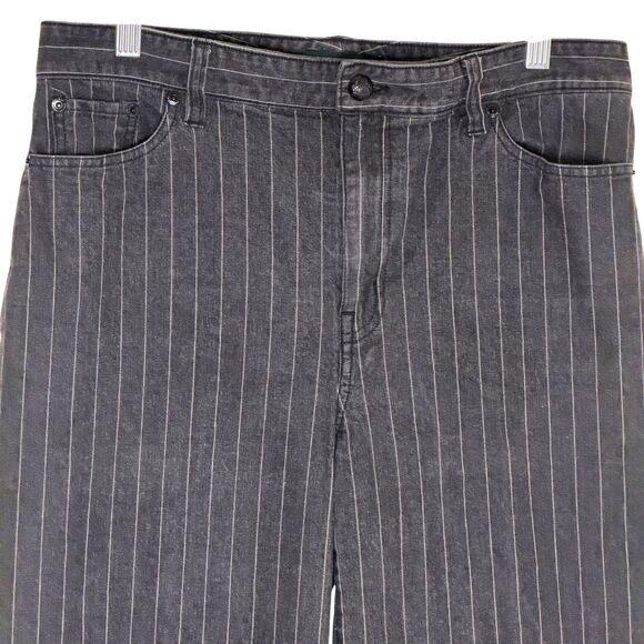 Lauren Ralph Lauren Pin Stripe Wide Leg Jeans Denim Pants Gray White 10 bv - Picture 2 of 7